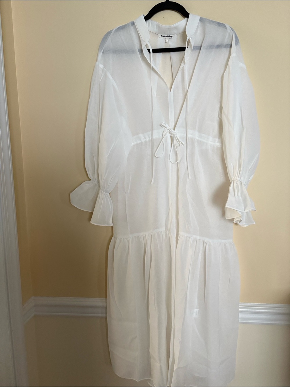 NWOT White Sheer Bathing suite cover up Large